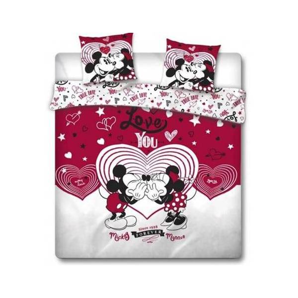 Parure de lit Mickey et Minnie love rouge 240x220 cm
