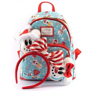 Loungefly Snowman Mickey Minnie sac à dos + Serre-Tête