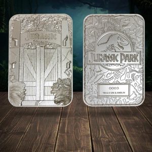 JURASSIC PARK - Portes d'entrées - Carte métal plaqué argent collector