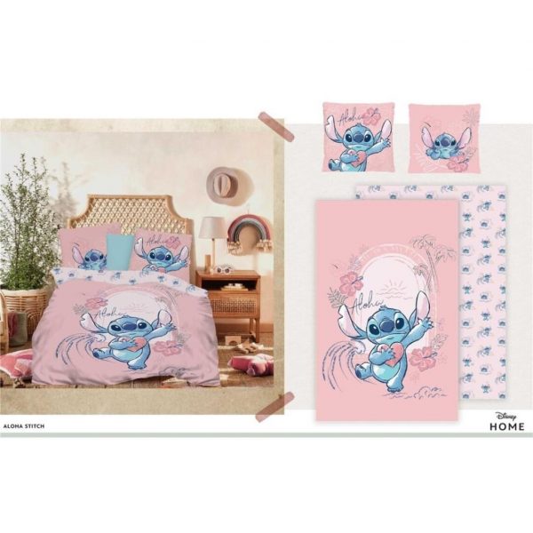 DISNEY - Parure de lit 140x200cm - Stitch Pink Love '100% Coton'