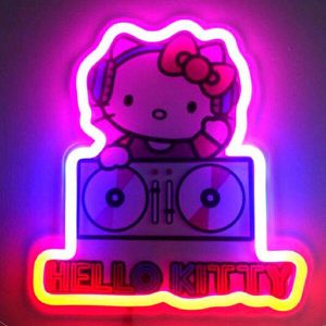 HELLO KITTY - DJ - Neon Mural Led - 30 cm