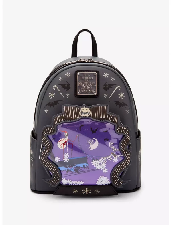 Loungefly Disney L'étrange Noel de Mr Jack - Sleigh Ride Snow Globe - Sac à dos