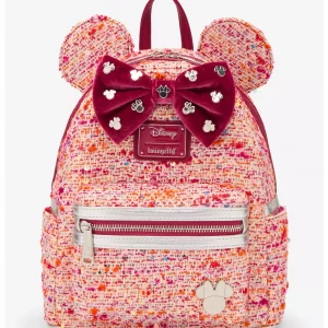 Loungefly Pink Bouclé Fabric - Minnie Mouse Ears - Sac à dos