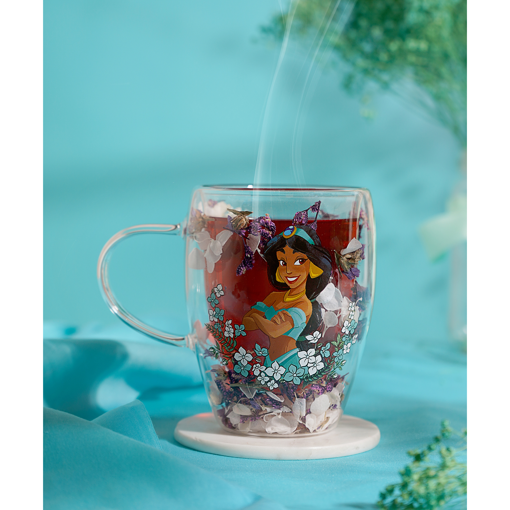 DISNEY PRINCESSES - Jasmine - Verre avec Fleurs Sechées 300ml DISNEY PRINCESSES - Jasmine - Verre avec Fleurs Sechées 300ml
