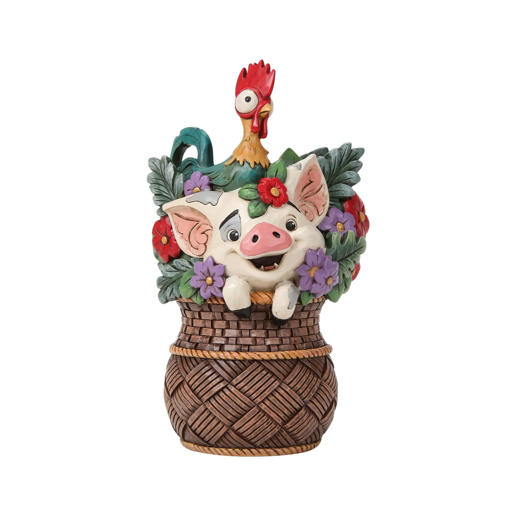 Figurine Pua et Hei Hei avec panier de fleurs - Disney Traditions Figurine Pua et Hei Hei avec panier de fleurs - Disney Traditions
